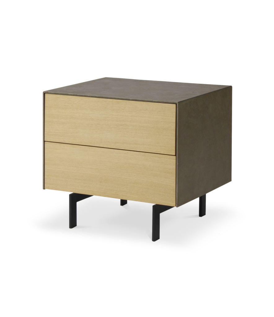 Xena bedside table made of oak veneer and concrete 57 x 45 x h59 cm