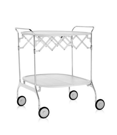 Gastone folding auxiliary trolley by Kartell black or white/chrome structure - White