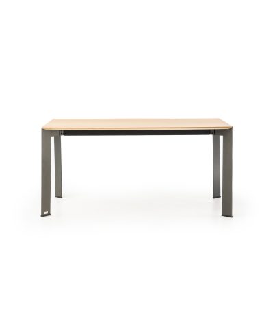 New Viok oak and lacquered steel table, 160 x 90 x 76 cm