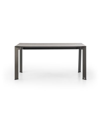 New Viok oak and lacquered steel table, 160 x 90 x 76 cm - Smoked oak