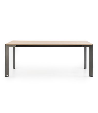 New Viok oak and lacquered steel table, 200 x 100 x 76 cm