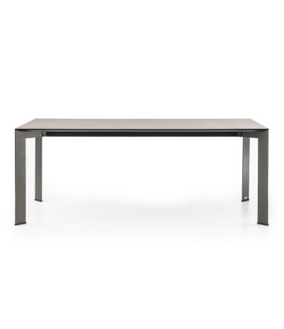 New Viok oak and lacquered steel table, 200 x 100 x 76 cm - Smoked oak