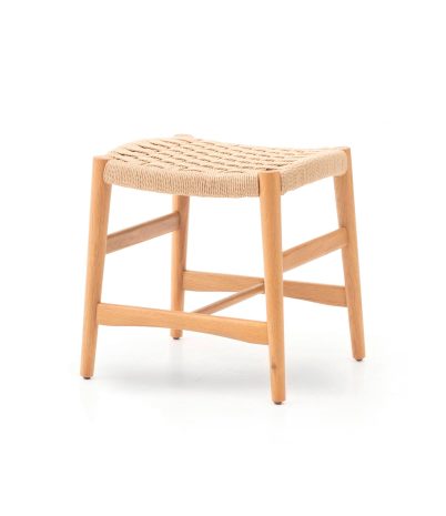 Lauta stool made of solid oak and natural loom h: 45 cm