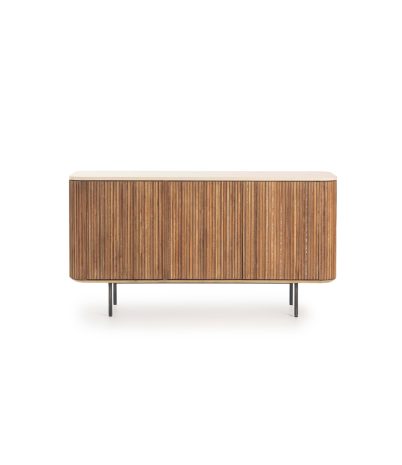 Kirei sideboard made of recycled teak and microcement 150 x 45 x 80 cm - Cappuccino