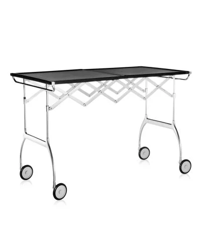 Battista folding auxiliary trolley by Kartell white/chrome structure - Black