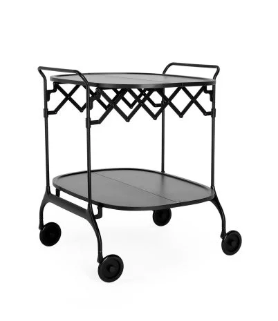 Gastone folding auxiliary trolley by Kartell white or matt black - Black