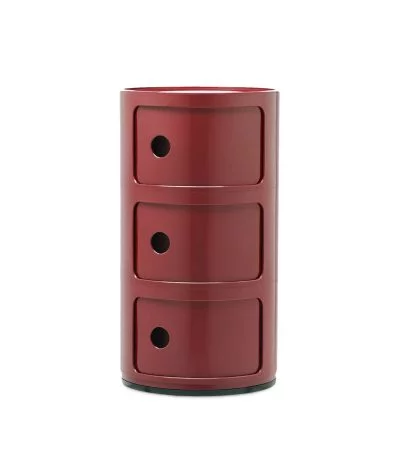 Componibili auxiliary cabinet Kartell 3 doors glossy ABS - Bordeaux