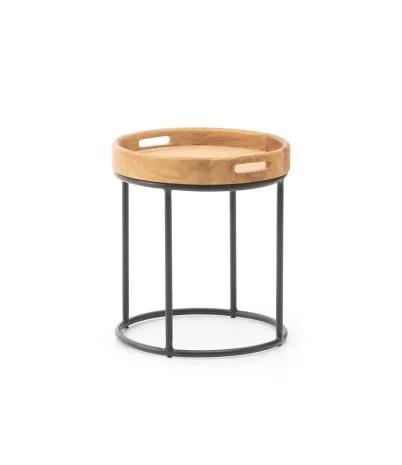 Brooklyn side table made of solid teak and steel Ø40 x 45 cm