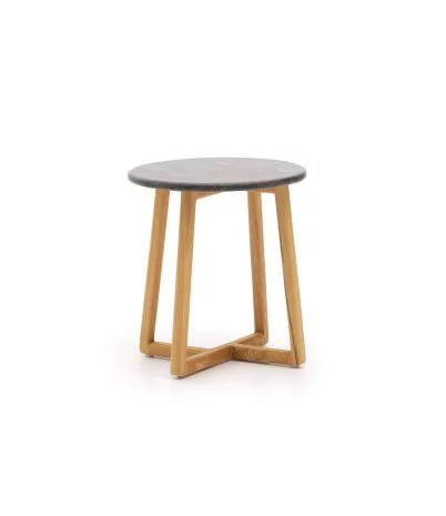 Mesa auxiliar Petra de mármol y sungkai Ø40 x 45 cm