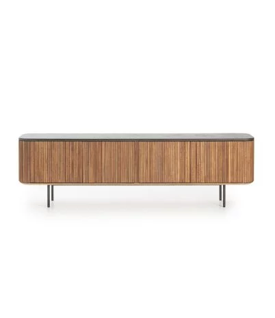 Moble TV Kirei de teca reciclada i microciment 200 x 40 x 60 cm